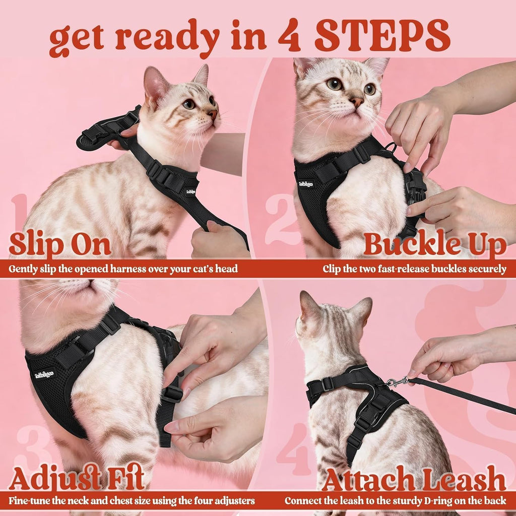 rabbitgoo Cat Harness and Leash Set, Escape Proof Vest, Black