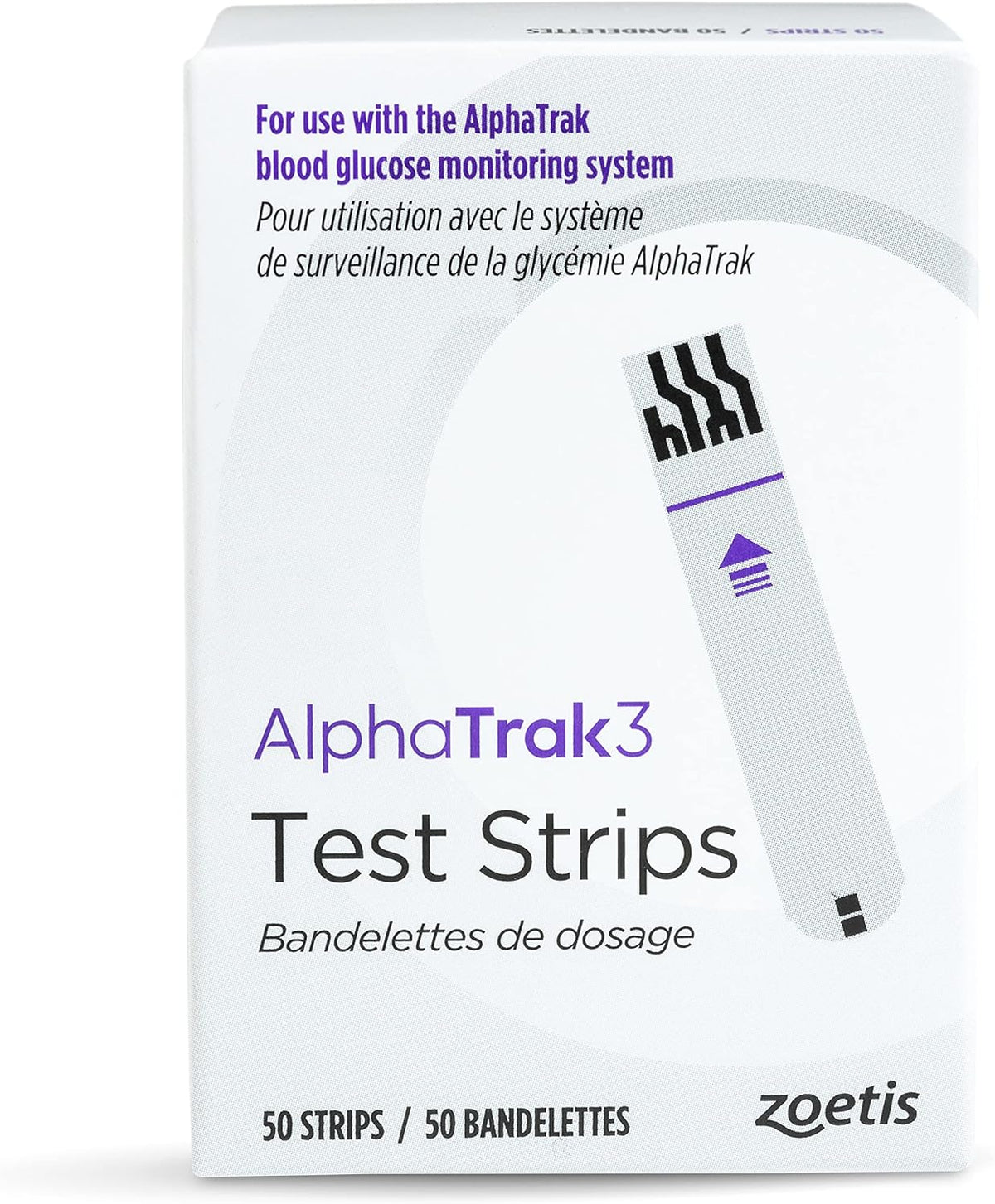 AlphaTrak3 Test Strips for Diabetic Dogs, Cats & Horses, 50 Count | Quick & Accurate Results with Small Blood Sample, Intuitive Design, Use with AT3 Blood Glucose Monitor