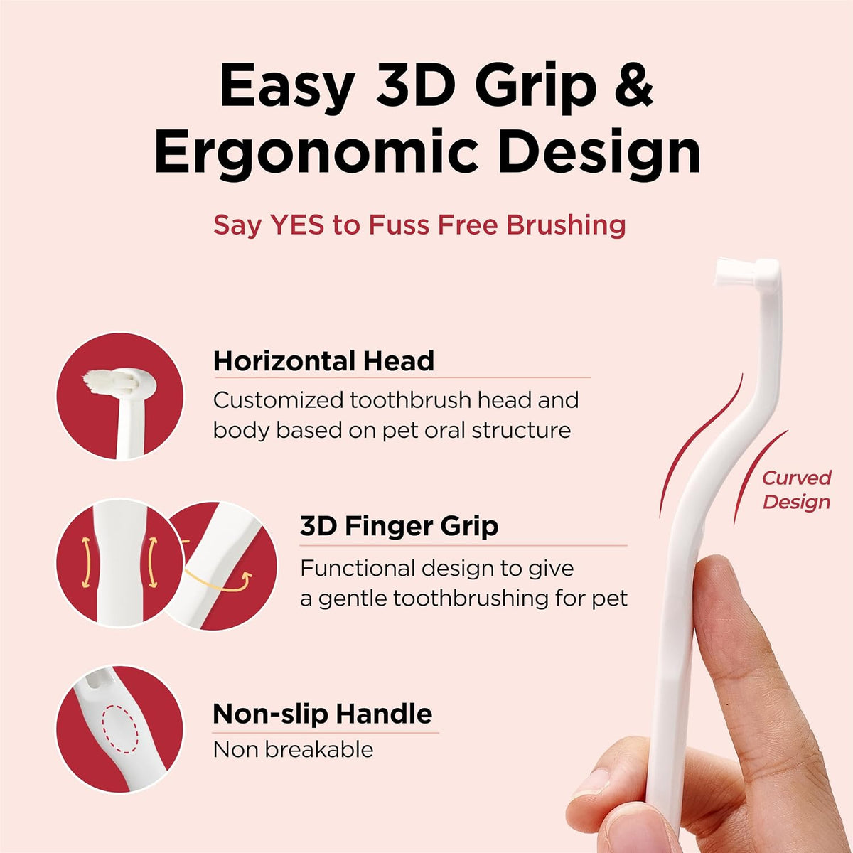 JAYU PET Dental Care Brush with Soft Bristles 1ea | Dog Toothbrush, Cat Toothbrush, For Kitten and Small Dogs, Removes Old Plaque and Tartar, Easy Cleaning