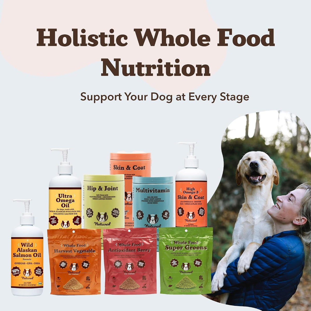 Natural Dog Company Wild Alaskan Salmon Oil for Dogs - Omega 3 Fish Oil Supplement with EPA & DHA for Skin, Coat, Itch Relief, Joints, Heart & Immune Support, Liquid Food Topper, 16 oz