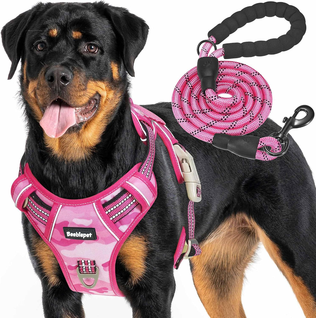 Beebiepet Heavy Duty Tactical Dog Harness for Small Dogs, No Pull Adjustable Pet Harness Reflective Service Training Easy Control Pet Vest Military K9 Working Dog Harnesses- Large, Brown