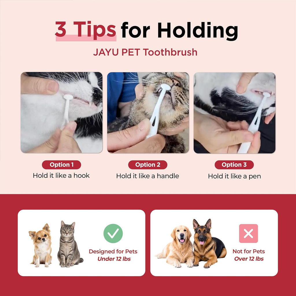 JAYU PET Dental Care Brush with Soft Bristles 1ea | Dog Toothbrush, Cat Toothbrush, For Kitten and Small Dogs, Removes Old Plaque and Tartar, Easy Cleaning