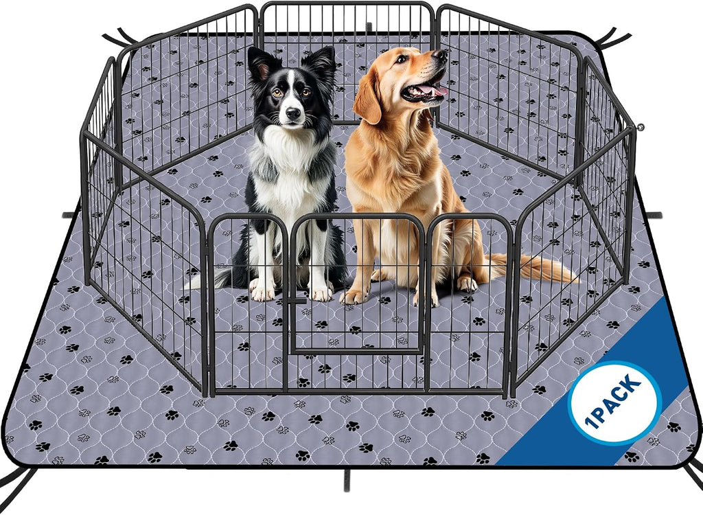 Fostanfly Washable Pee Pads for Dogs, Ultra-Absorbent, 2 Pack 36"x41" Gray | Leak-Proof, Waterproof, Non-Slip, Large Reusable Pee Pads for Puppy Potty Training, Crate and Playpen with 8 Tie Straps