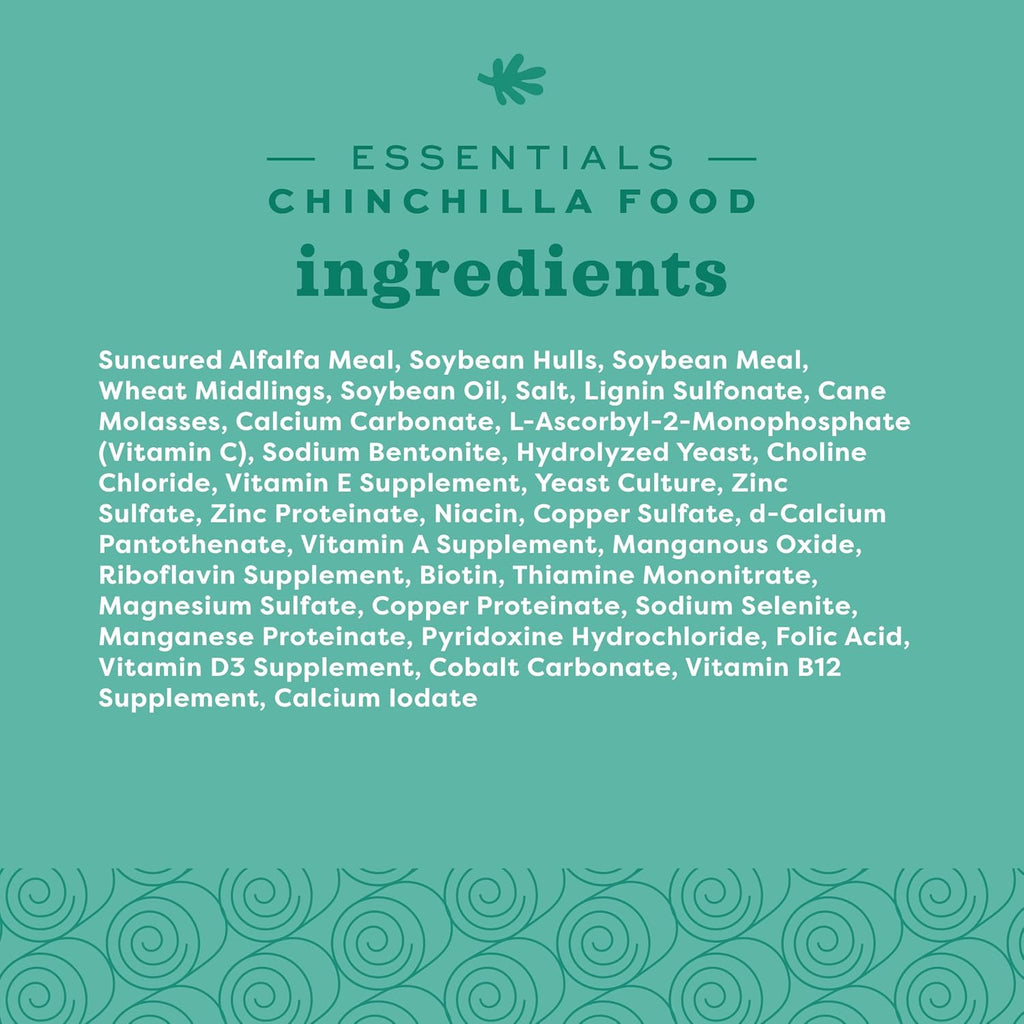 Oxbow Essentials Chinchilla Food, Made with Oxbow Alfalfa, Vitamin & Mineral Rich Food for Chinchillas, Small Animal Pet Pellets, Made in USA, High Fiber, 10 lb Bag