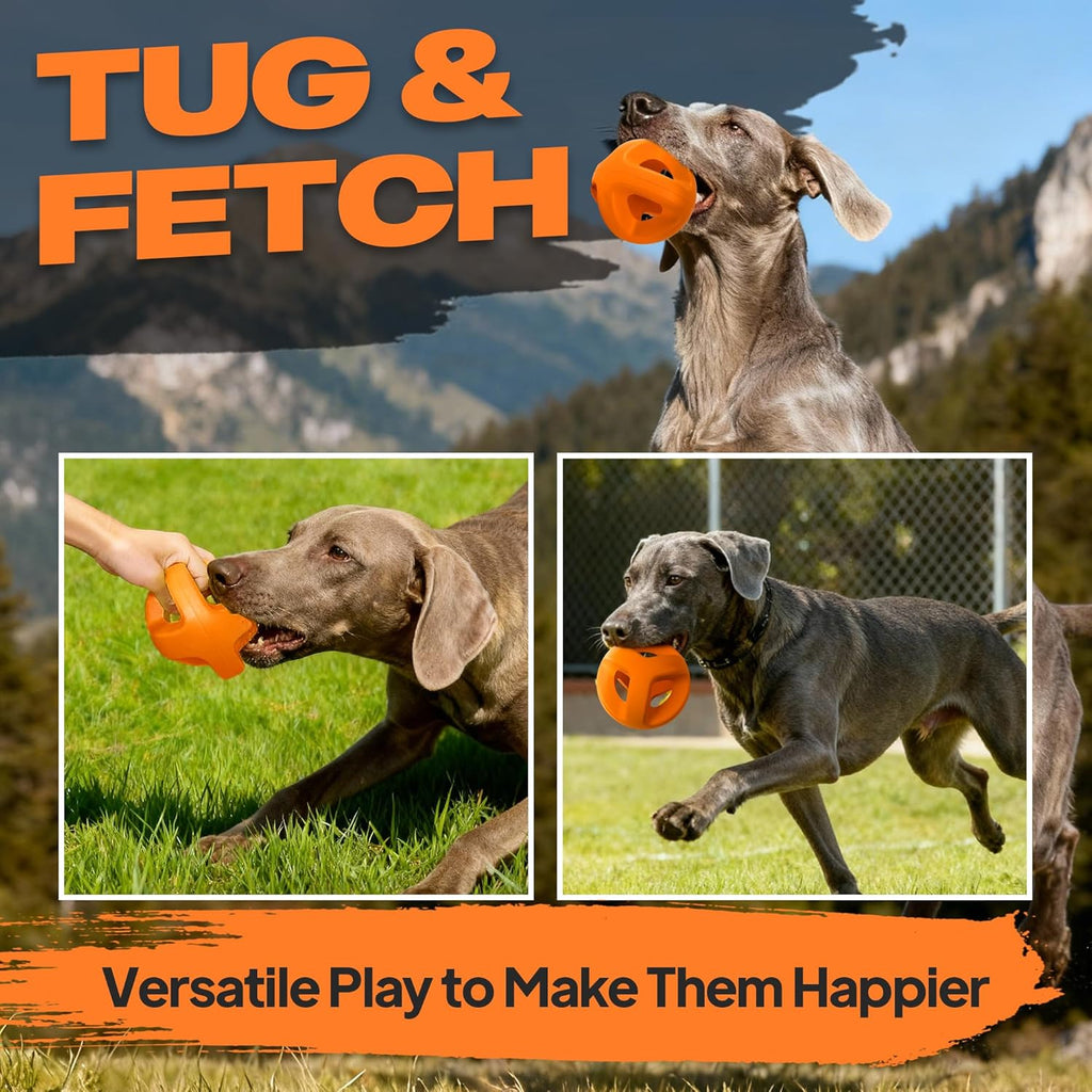 Fida Natural Rubber Dog Balls for Aggressive Chewers, Durable Dog Chew Toys for Large Dogs, Interactive Fetch & Tug of War Toys for Medium Large Breed Non-Toxic Dish Washable,4.5 * 4.5"