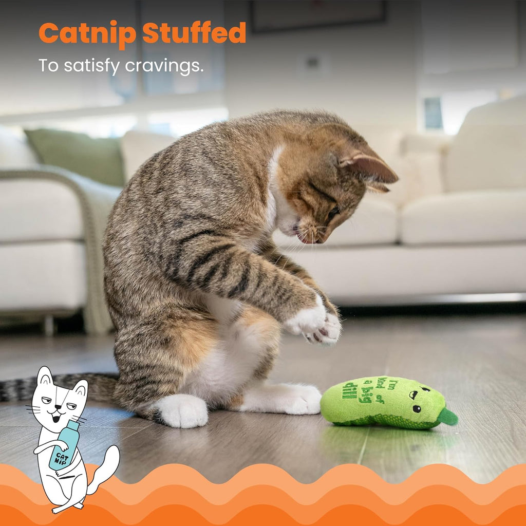 Catstages Crunchy Pickle Kicker Chew Cat Toy, Catnip & Dental Mesh, 6.5"