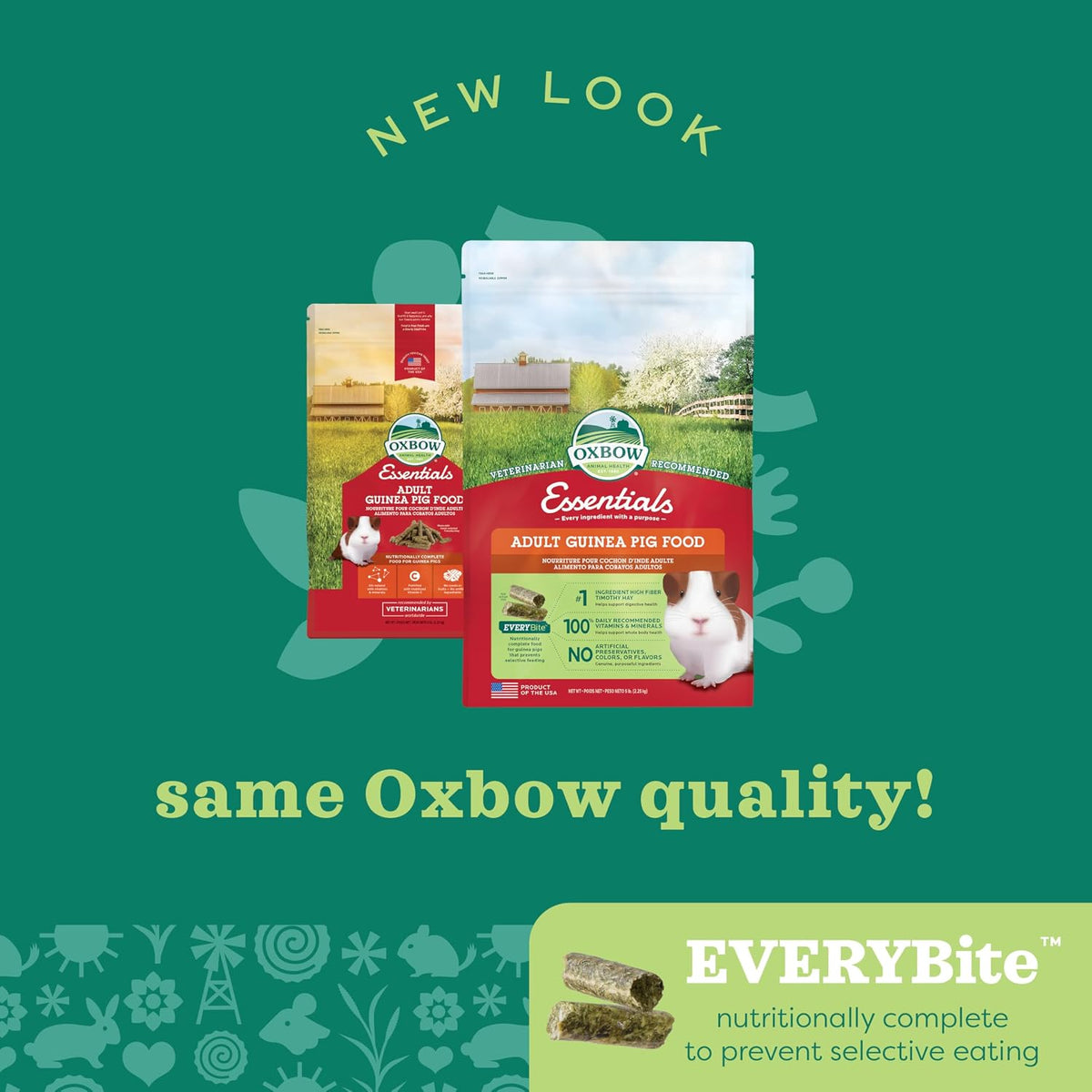 Oxbow Essentials Adult Guinea Pig Food, Timothy Hay Pellets, USA, 5 lb