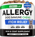 Dog Allergy & Itching Relief - Anti Itch, Skin&Coat Support Chews w/Omega 3 | Made in USA - Immune Supplements, Treats for Dogs Health w/Fish Oil for Irritated & Dry skin - Developed by Experts, 60 Ct