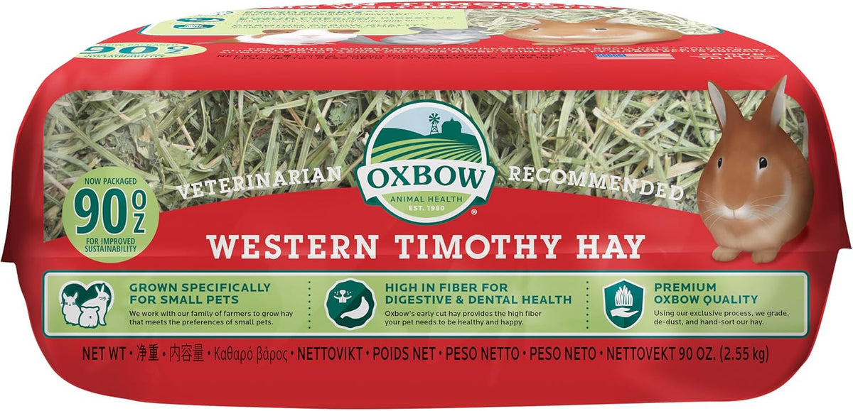 Oxbow Western Timothy Hay, Rabbit & Guinea Pig Hay, High Fiber, USA, 90 oz
