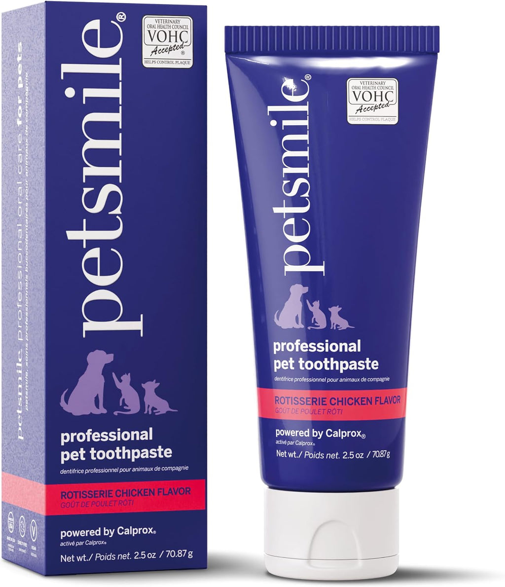 Petsmile VOHC Accepted Pet Toothpaste, London Broil 2.5 Oz, Cats + Dogs | VOHC Accepted, Calprox® Powered, Fights Plaque + Tartar, No-Brush Required, Human-Grade, 4-Month Supply, Clinically Proven