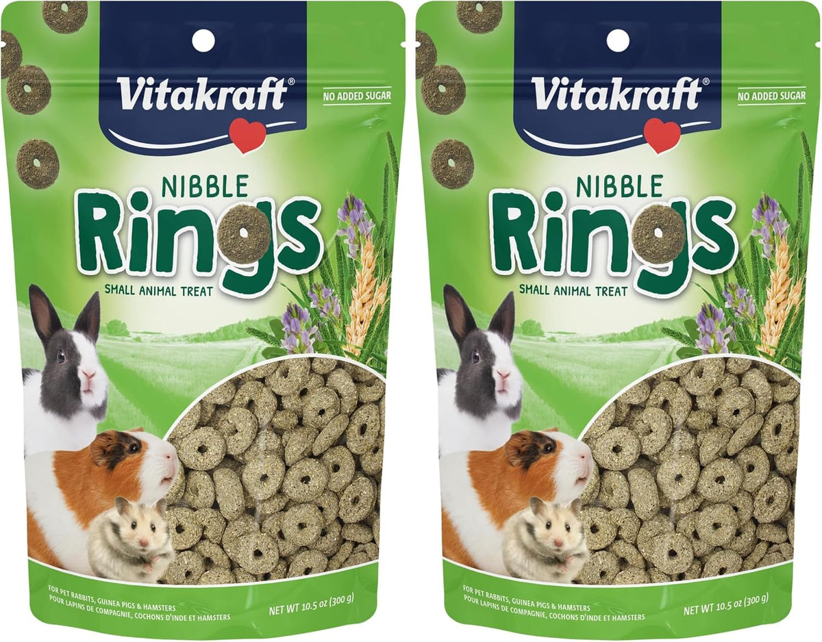 Vitakraft Nibble Rings Small Animal Treat, 10.6 oz Healthy Crunchy Snack for Rabbits, Guinea Pigs, Hamsters & Other Small Pets, Wholesome Wheat & Alfalfa, Added Vitamins & No Artificial Flavors