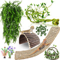 RUNANIA Bearded Dragon Tank Accessories, 10 PCS Reptile Hammock Plants Bridge Jungle Climber Vines for Snakes Bearded Dragon Chameleon Gecko Lizard