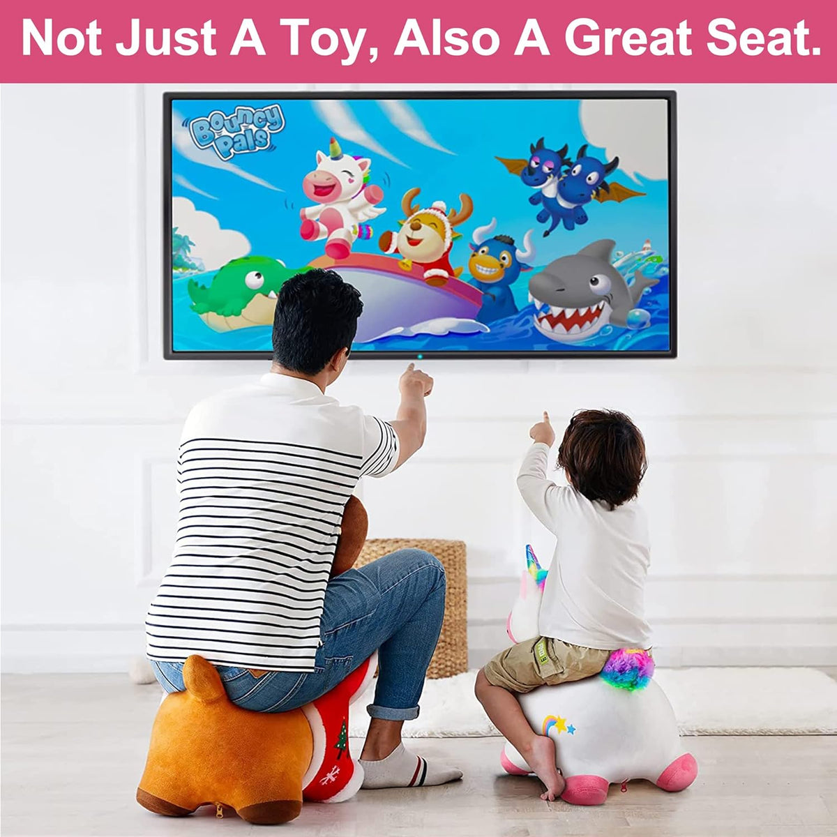 Bouncy Pals Toddler Unicorn Hopper Toy Girl Gift, Outdoor Ride Animal Horse