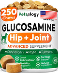 Glucosamine for Dogs - 250 Chews with Chondroitin, Hip and Joint Supplement | MSM - Turmeric - Omega 3 - Joint Pain Relief - Advanced Dog Health Support for Large, Medium & Small Breeds - Made in USA