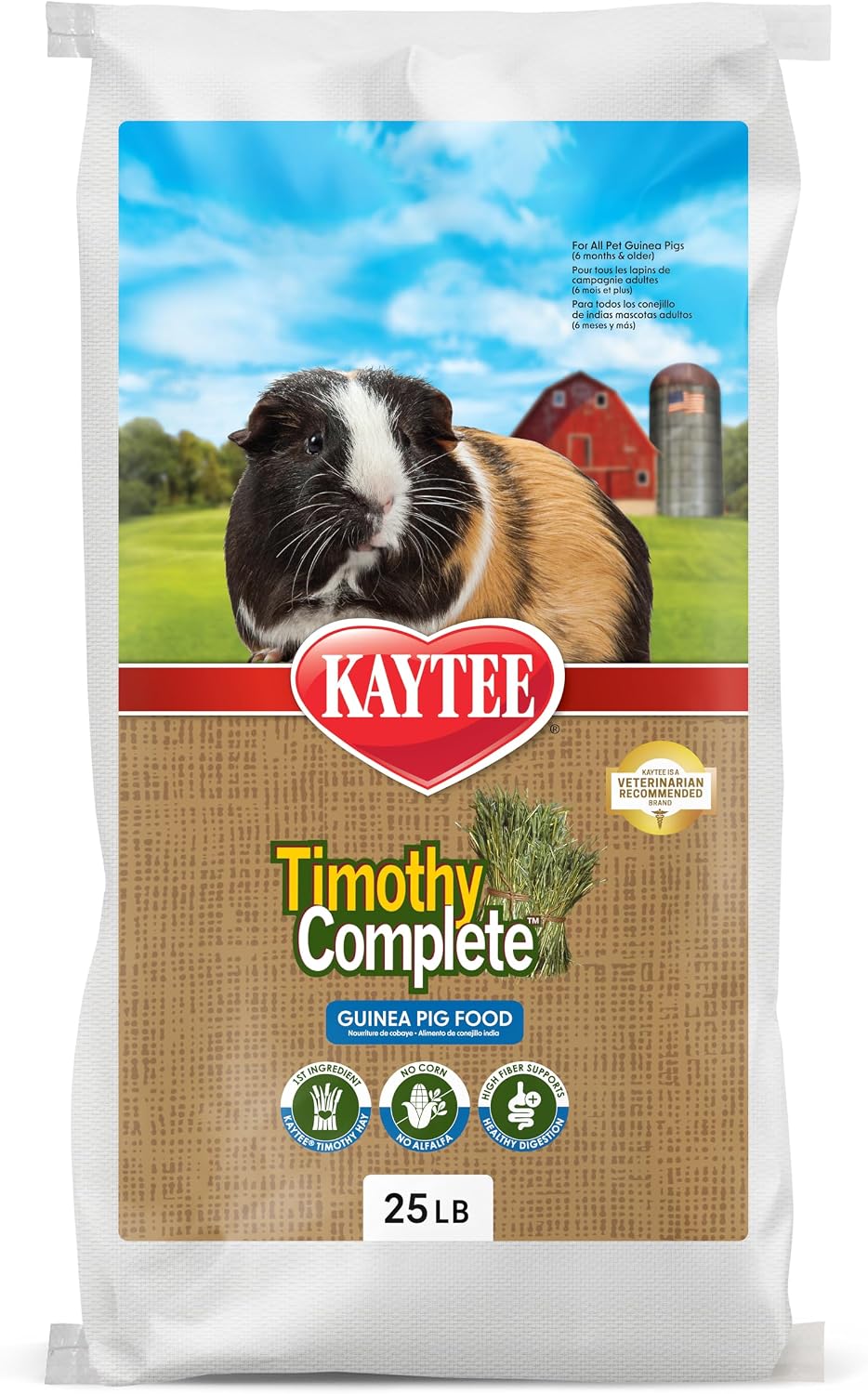Kaytee Timothy Complete Guinea Pig Food with Timothy Hay, 25 Pounds