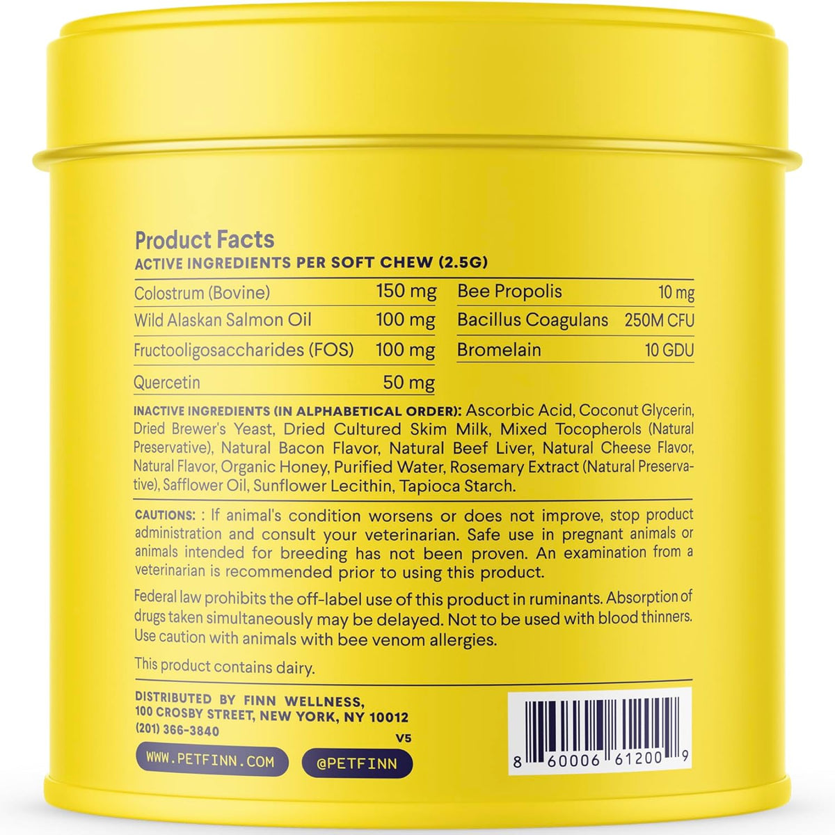 Finn Allergy & Itch Soft Chews for Dogs - Colostrum & Bee Propolis - 90 Ct | Quercetin & Probiotics - NASC Certified - Vet-Formulated - Seasonal & Environmental Allergy Relief