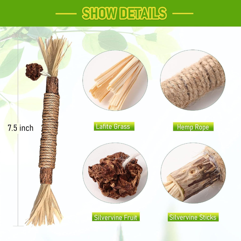 BAWAN Silvervine Sticks Cat Chew Toys for Indoor Cats Dental Care Teeth Cleaning, Natural Kitten & Cat Teething Toys for Health, Cat Chew Stick Suitable for All Breeds of Aggressive Chewers Cat