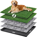 LOOBANI Large Dog Grass Pad with Tray - 35x23in for Balcony Apartment | Dog Potty with 2 Artificial Grass & 2 Washable Pee Pads for Replacement, Quick-Absorbency, Easy to Clean, Indoor/Outdoor Use