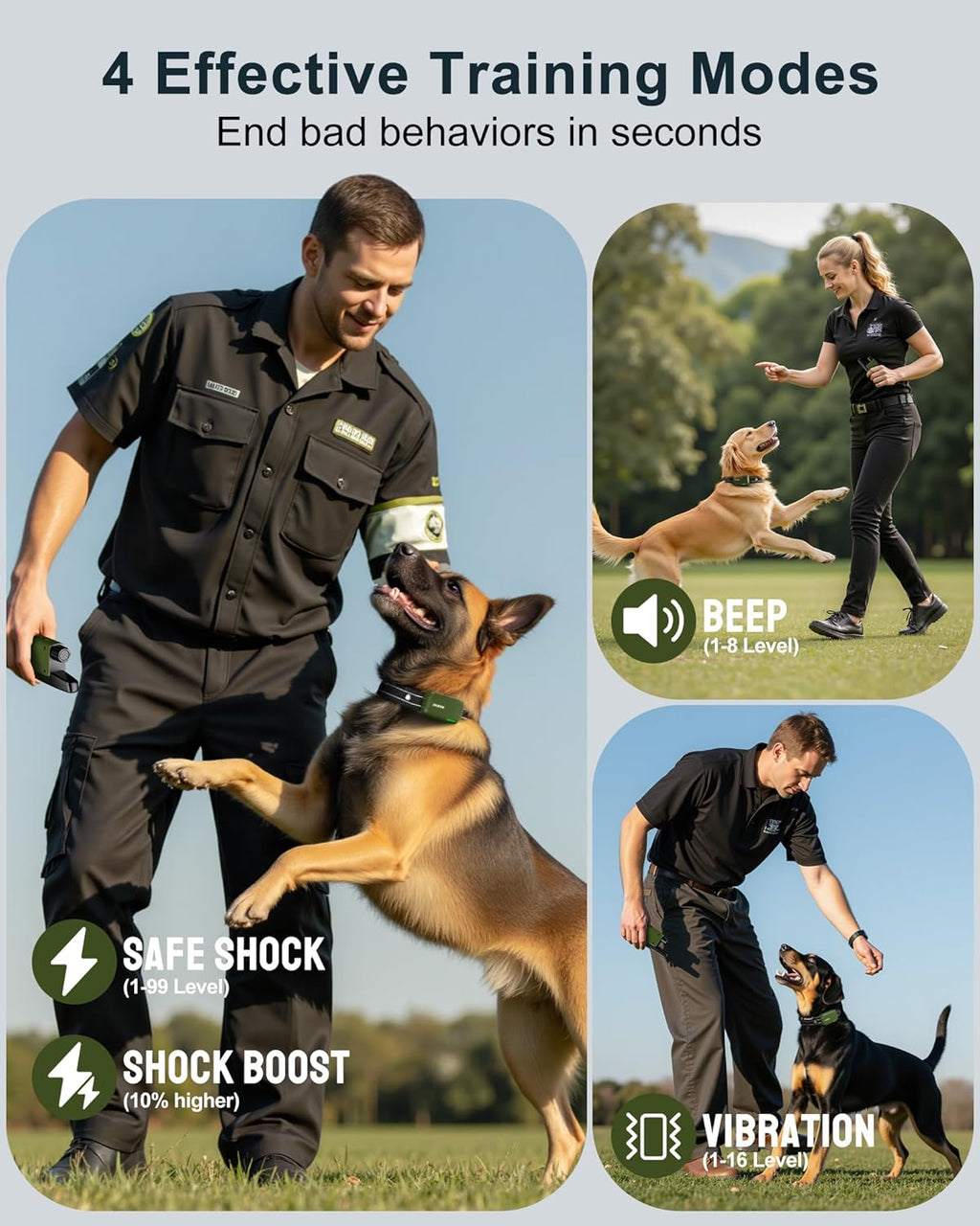 Dog Shock Collar - 4500FT Dog Training Collar with Remote for 10-120lbs Dog | IPX8 Waterproof Electric Dog Collar with 4 Training Modes, Security Lock, Rechargeable eCollar for Small Medium Large Dogs