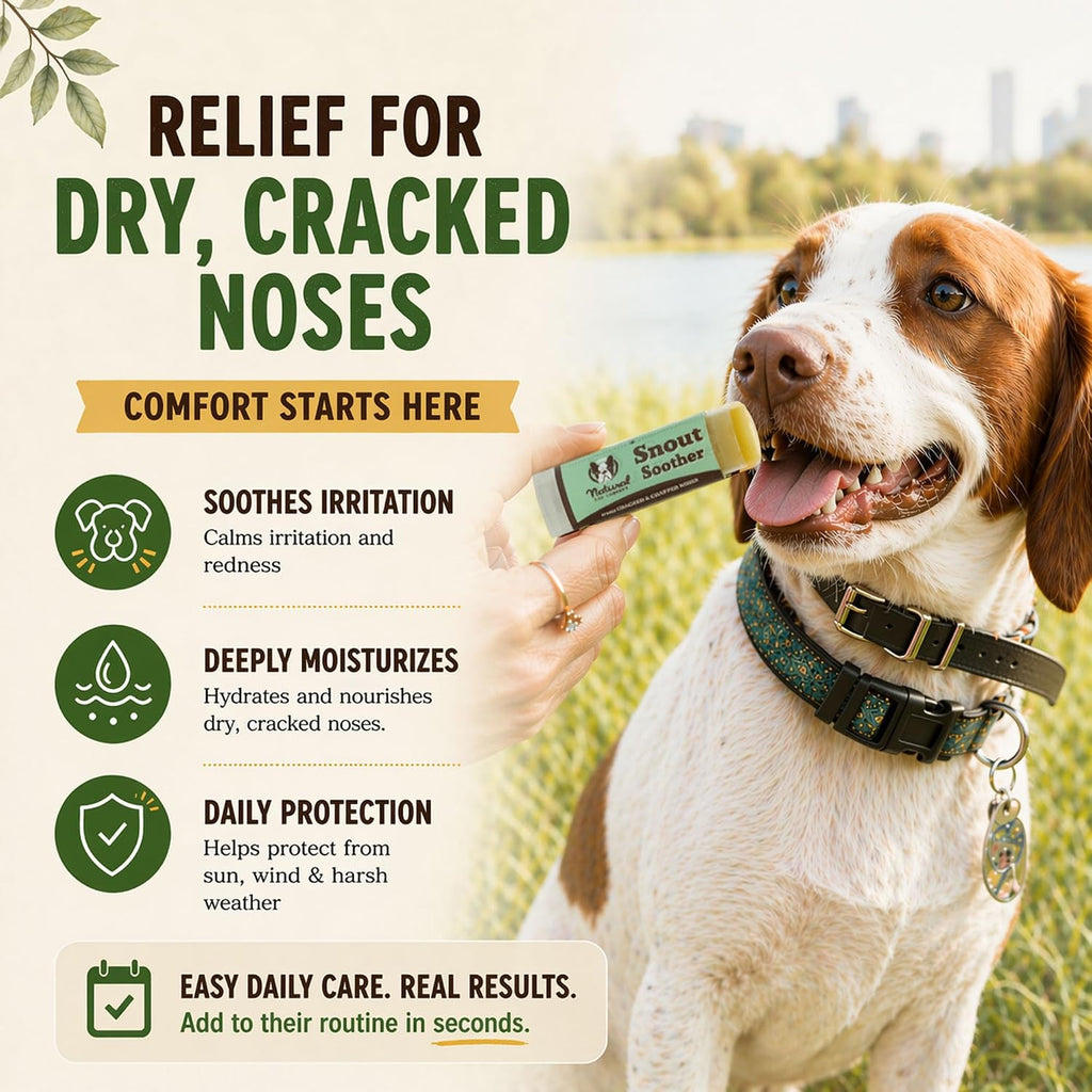 Natural Dog Company Snout Soother Dog Nose Balm, 0.15 oz Travel Stick | Moisturizer for Dry Crusty Noses, Coconut Oil & Shea Butter, Summer Care for Outdoor Dogs, Hot Weather & Beach Days