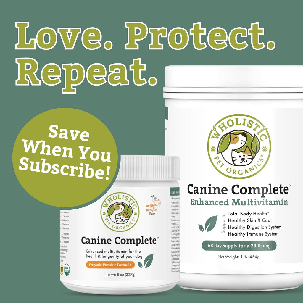 Organic Dog Vitamins, 1 Lb, 45 Scoops | Daily Dog Multivitamin with Prebiotics, Probiotics for Immune Support, Skin Coat, Digestion, & Joint Health - Canine Complete