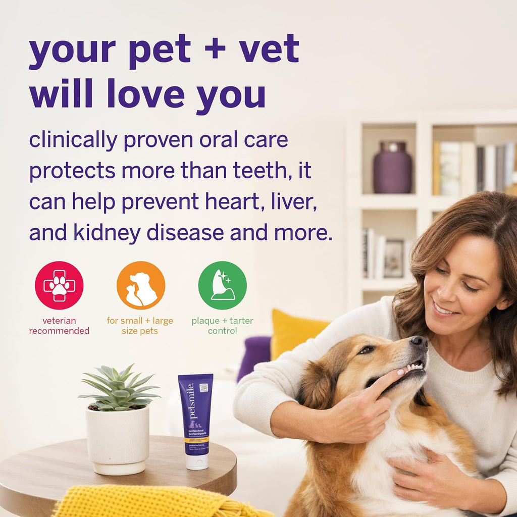 Petsmile VOHC Accepted Pet Toothpaste, London Broil 2.5 Oz, Cats + Dogs | VOHC Accepted, Calprox® Powered, Fights Plaque + Tartar, No-Brush Required, Human-Grade, 4-Month Supply, Clinically Proven