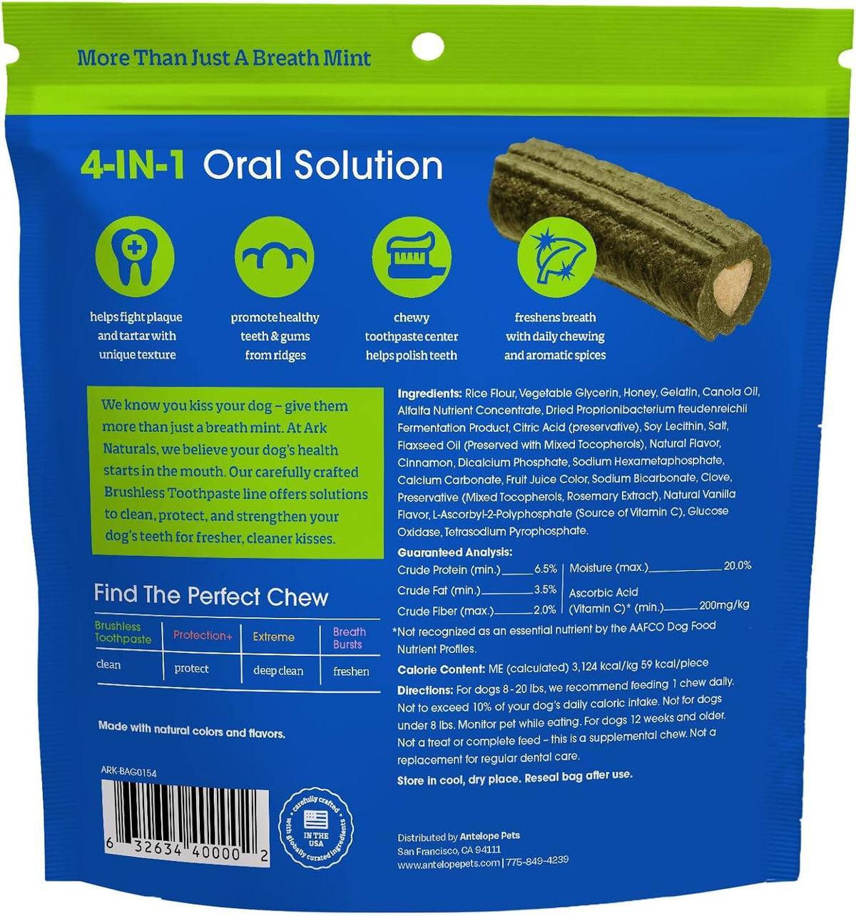 Ark Naturals Brushless Toothpaste Dog Dental Chews - Small Breeds (18 ct) | Vet Formulated Dog Dental Chew with Toothpaste Center - Freshens Breath, Reduces Plaque & Tartar