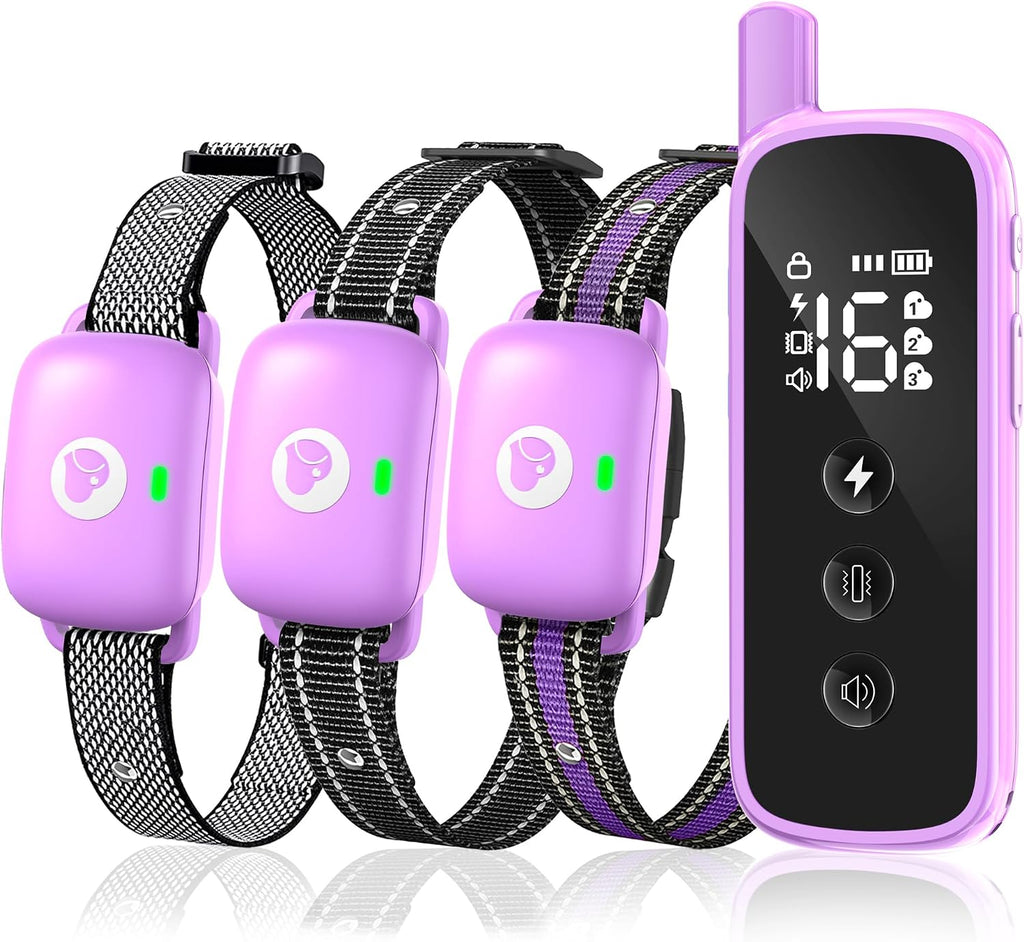 Shock Collar for Dogs 2600FT,Dog Training Collar with Remote Purple | Beep/Vibration/Shock, Security Lock, Rechargeable e Collar, IPX8 Waterproof, Shock Collar for 10-120lbs All Breed Sizes