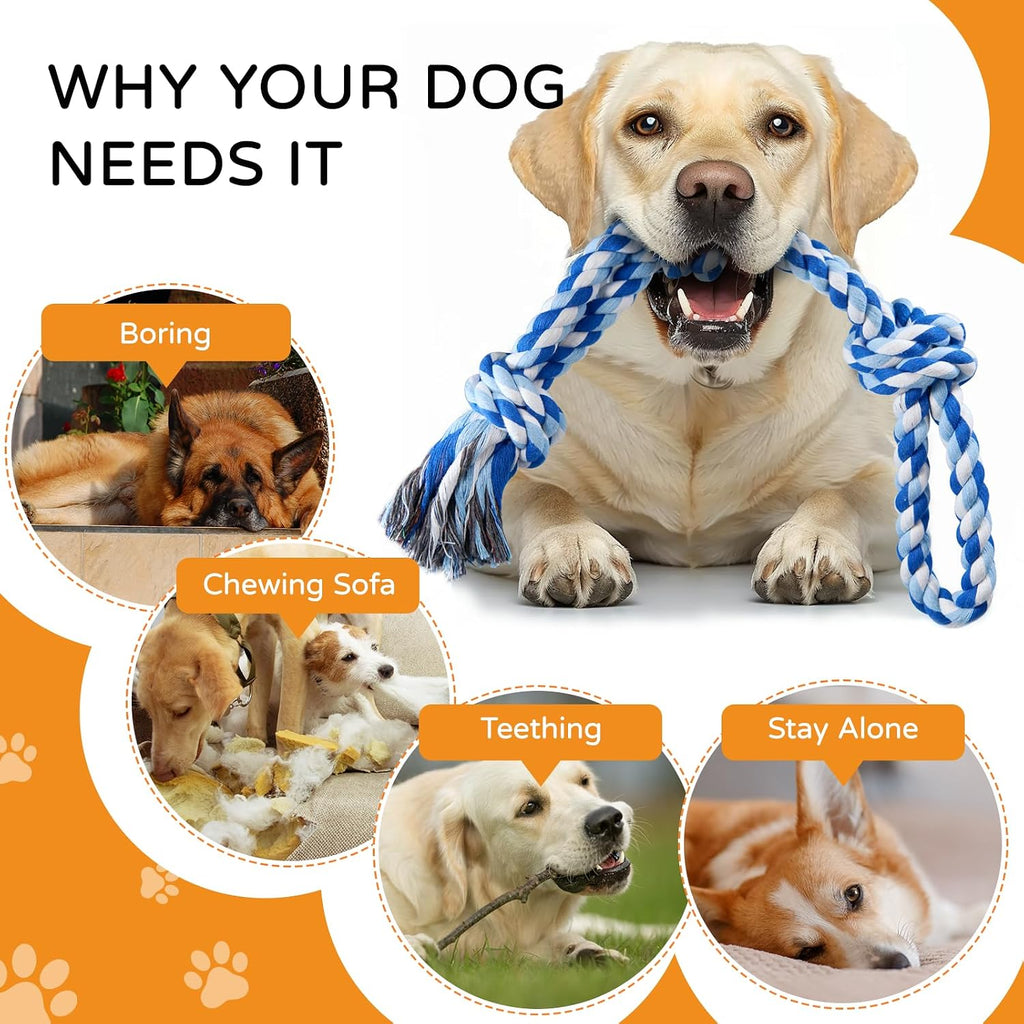 TLAZZ 2 Pack Chew Toys, for Aggressive Chewers | Dog Rope Toys, for Medium Large Breed, Teeth Cleaning Chew Toys Tug Toy, for Dog Boredom
