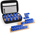 Dominoes Set Adults with 4 Wooden Racks/Trays Double Six Dominoes Travel Set with Portable Case Double 6 Dominoes Set with 4 Tiles Holders 28 Tiles Dominos Set Family Classic Board Games White