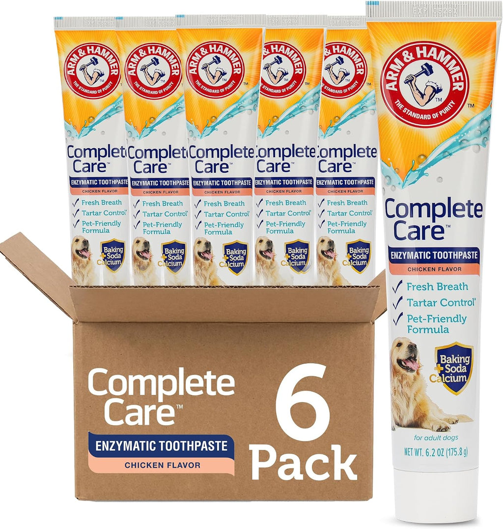 Arm & Hammer Complete Care Enzymatic Dog Toothpaste, Chicken, 6.2 Oz | Fluoride-free formula with baking soda and calcium fights plaque and tartar, freshens breath, value size