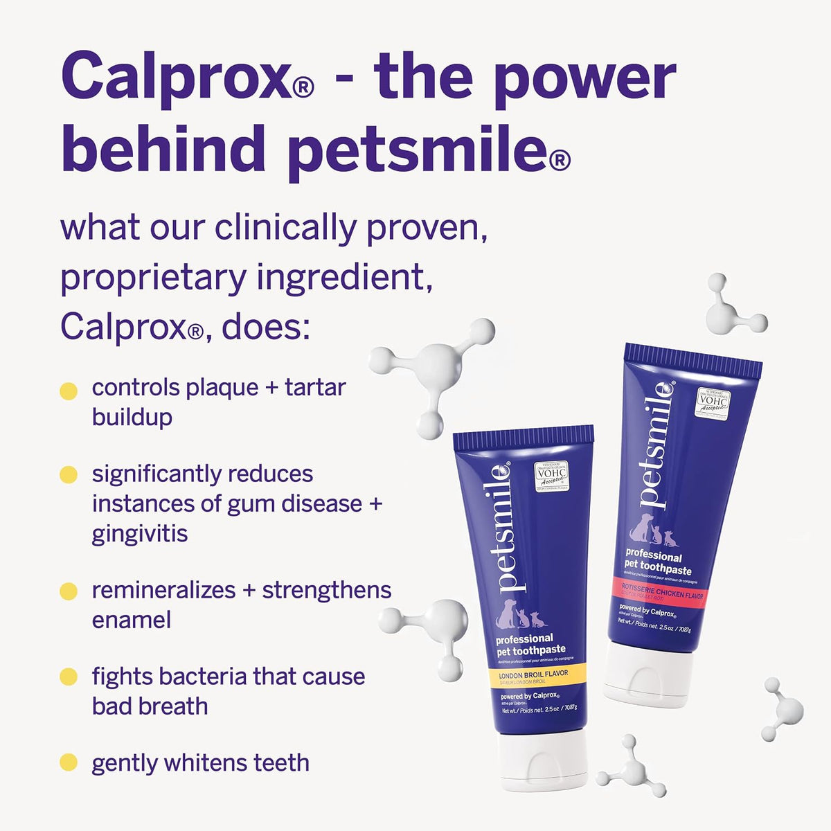 Petsmile VOHC Accepted Pet Toothpaste, London Broil 2.5 Oz, Cats + Dogs | VOHC Accepted, Calprox® Powered, Fights Plaque + Tartar, No-Brush Required, Human-Grade, 4-Month Supply, Clinically Proven