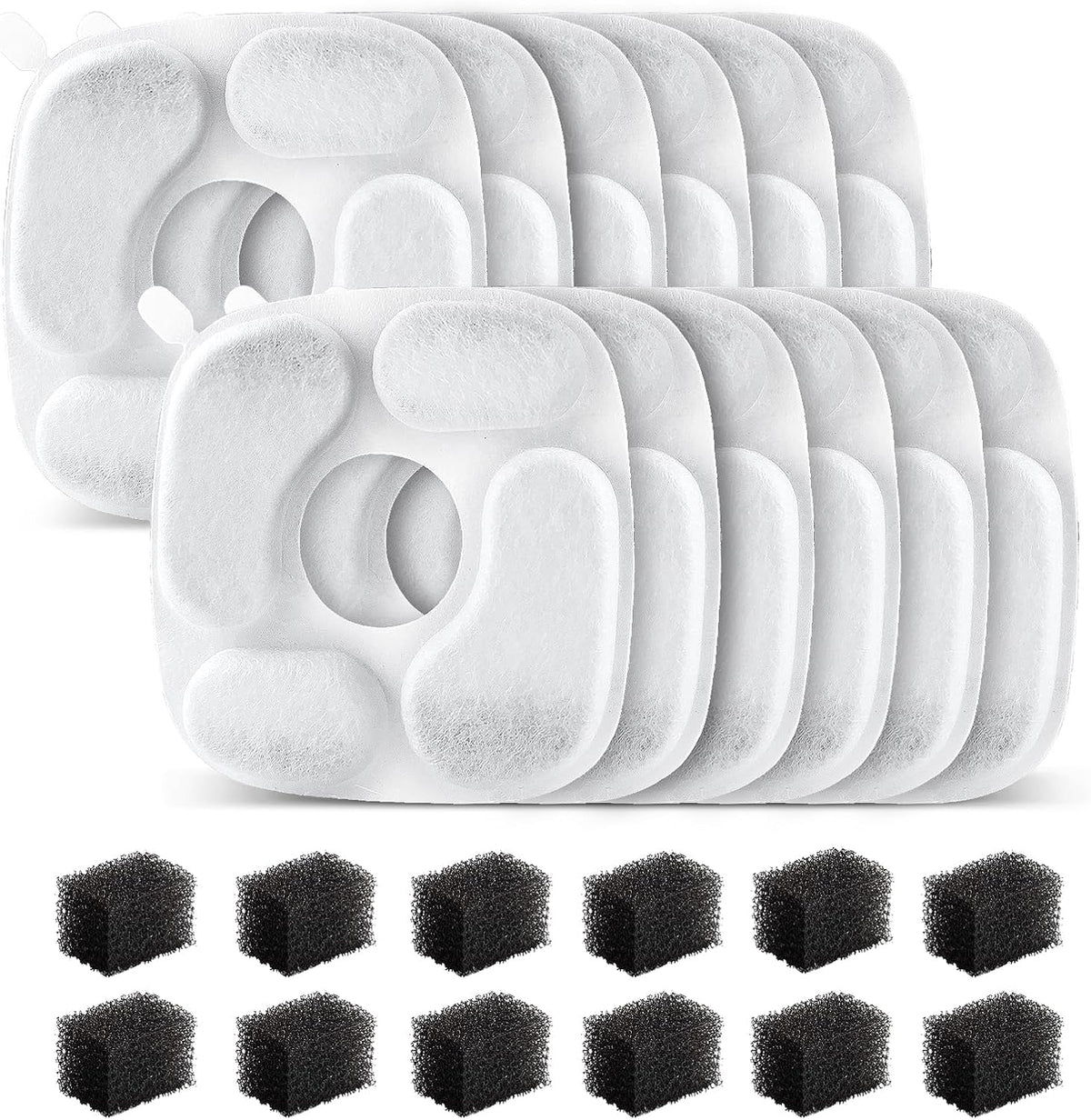 24 Pcs Cat Water Fountain Filter,12 Pack Filters & 12 Pack Pre-Filter Sponges, Compatible with 95oz/2.8L Pet Fountain