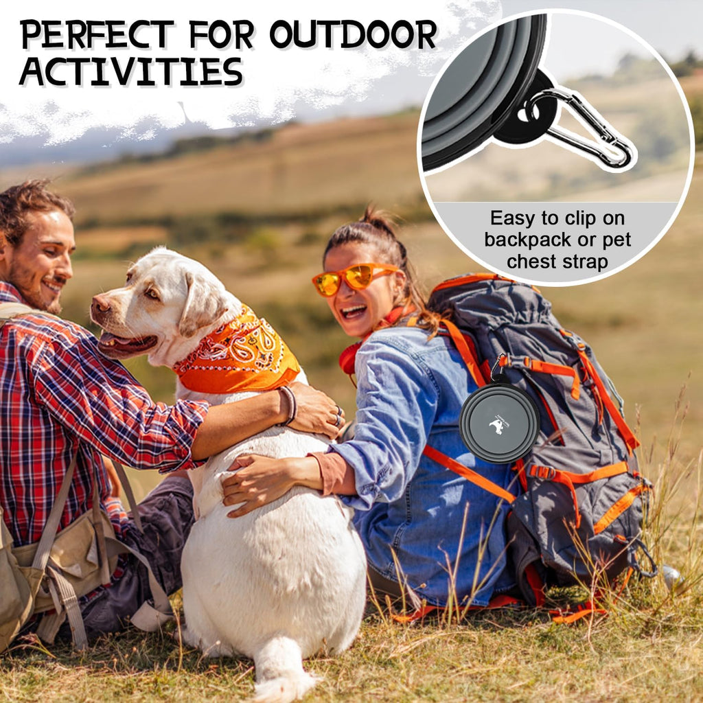 Rest-Eazzzy Collapsible Dog Bowls, 2 Pack Sturdy Portable Dog Water Bowls | Wear-Resistant TPE, Anti-Dust Foldable Travel Dog & Cat Bowls for Camping Walking Hiking with Carabiners