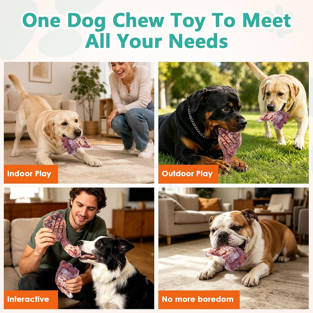 Fuufome Tough Dog Chew Toys for Medium & Large Aggressive Chewers, 2 Pack | Indestructible, Hard Nylon Bone, Long Lasting Chewing, Teeth Cleaning, to Keep Them Busy, for 20-100 Lb Dogs, Milk Flavor