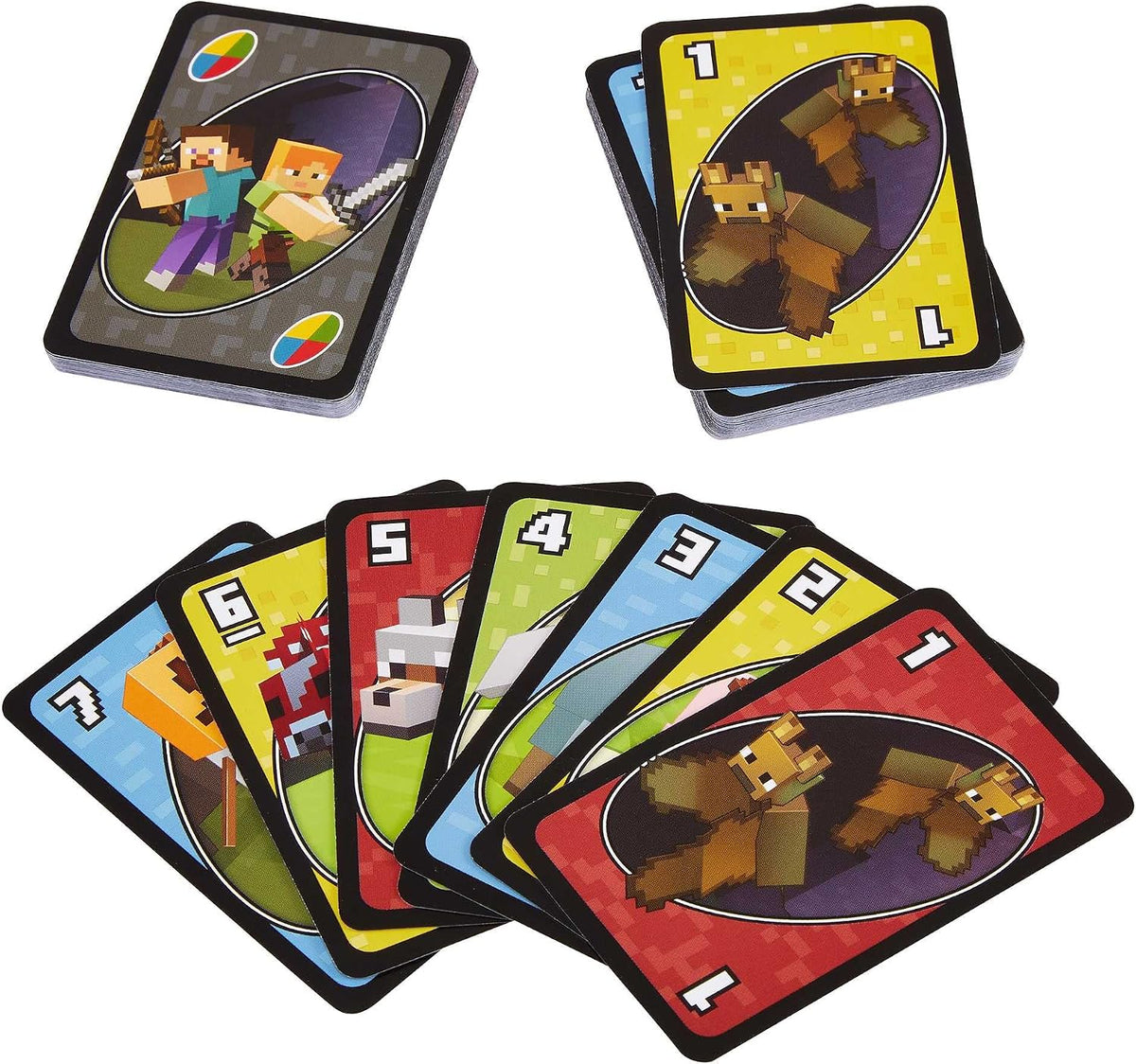 Mattel Games UNO Minecraft Card Game for Kids, Adults, Families & Parties, Deck & Special Rule Inspired by the Video Game, 2 to 10 Players