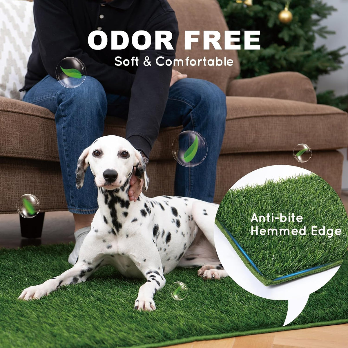 HQ4US Dog Grass Pad with Tray, Odor Free Grass Pee Pad for Dog Litter Box | Large Dog Potty Tray with Grate, Artificial Grass Fast Drainage, Hemmed Edge, Realistic, Fake Grass for Indoor Balcony