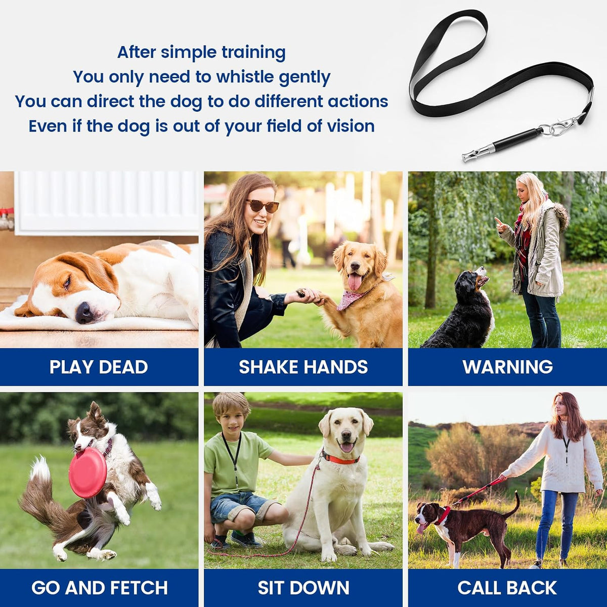 2 Pack Dog Whistle - Dog Whistle to Stop Barking Neighbor's Dog & Long Range Recall, Adjustable Ultrasonic Silent Dog Whistle with Lanyard for Training Recall, Professional Obedience (Black & White)