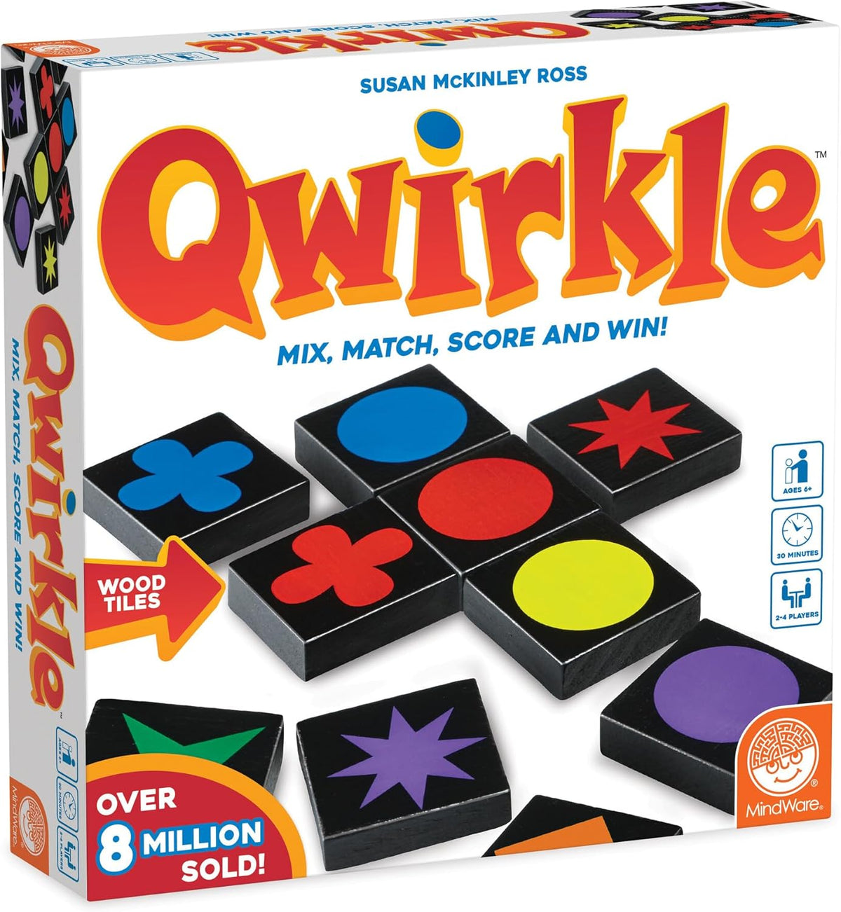 MindWare Qwirkle with Trays Strategy Board Game, 108 Wooden Tiles