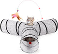 Tempcore Cat Tunnel, 3-Way Collapsible Toy for Indoor Cats, Black & Blue