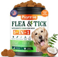 Puyrzoe Flea and Tick Prevention for Dogs, Dog Flea and Tick Treatment Chew | 5-In-1 Flea and Tick Chews, Flea & Tick Prevention | Hip & Joint | Skin & Coat | Immunity Support | Digestive for All Breeds