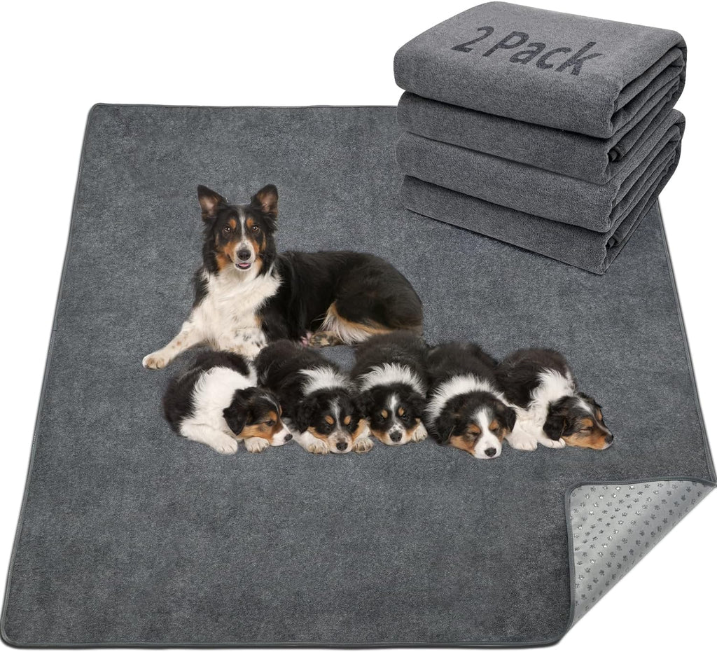 LOOBANI Washable Pee Pads for Dogs, 2 Pack Fast Absorbent Dog Mats,36"x48" | Leak-Proof and Non-Slip Reusable Puppy Pads, Machine Washable, Whelping Pads for Crate, Playpen, Incontinence, Housebreaking