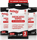 Petazy 2% Chlorhexidine Wipes for Dogs 3X Larger | Yeast Infection Ringworm Fungus Hot Spot Itch Relief | Medicated Antibacterial Antifungal Gentle Soothing Topical Wipes for Dog Cat | 50 Wipes 5x6