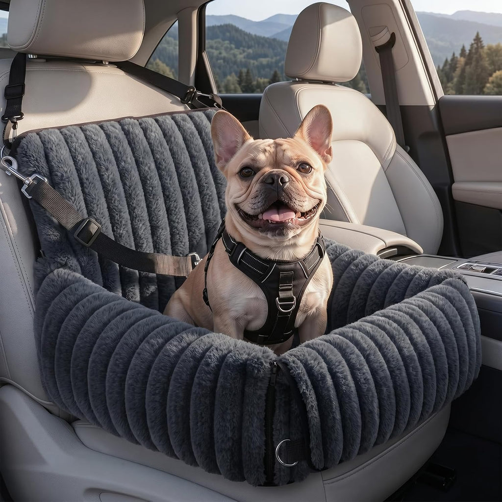 MIXJOY 6-in-1 Dog Car Seat for Small/Medium Dogs up to 25 lbs, Multi-Functional Dog Carrier for Car with Detachable Washable Cover, Pet Travel Bed with Clip-On Safety Leash, Beige
