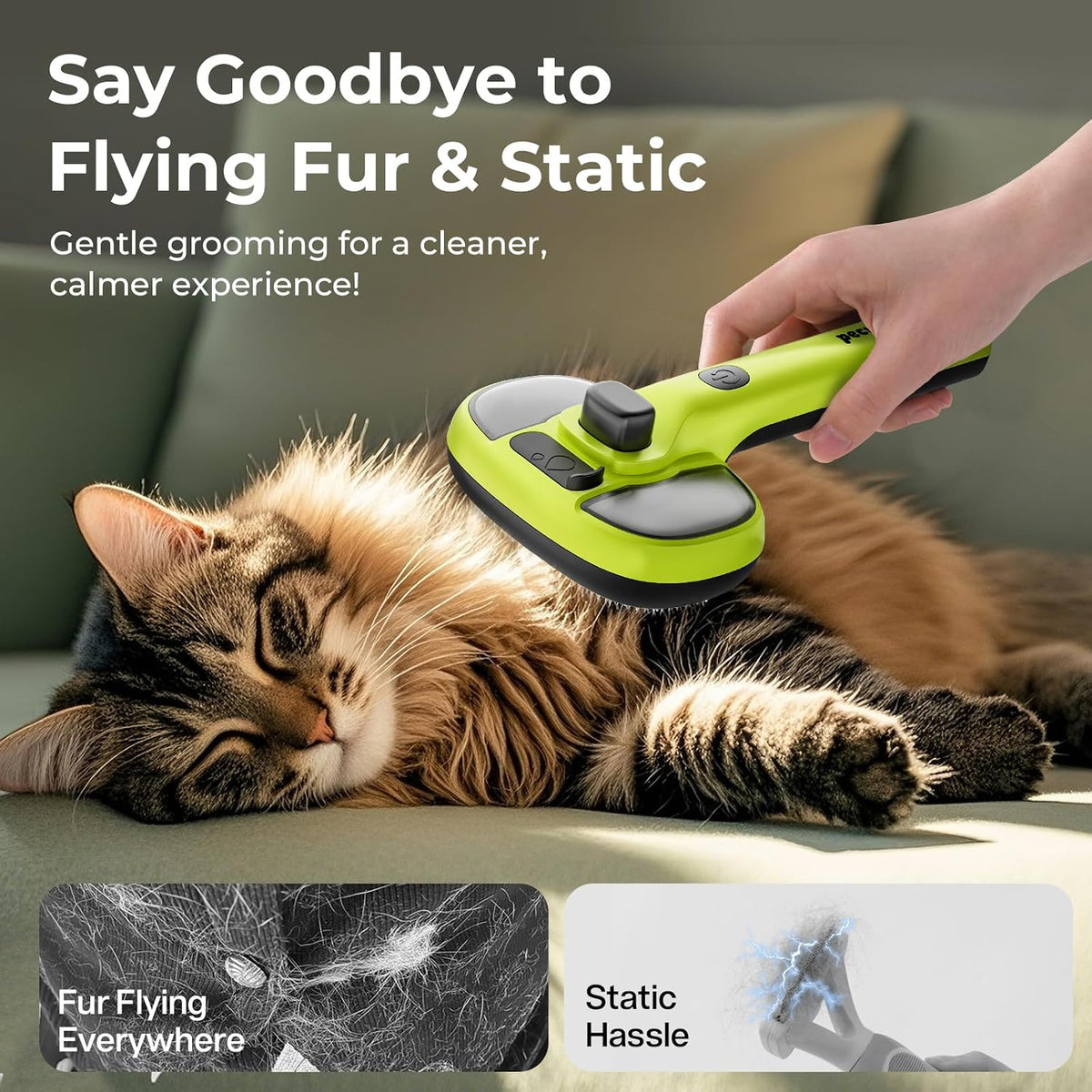 Pecute Self-Cleaning Steam Dog Cat Brush for Heavy Shedding/Long Coats