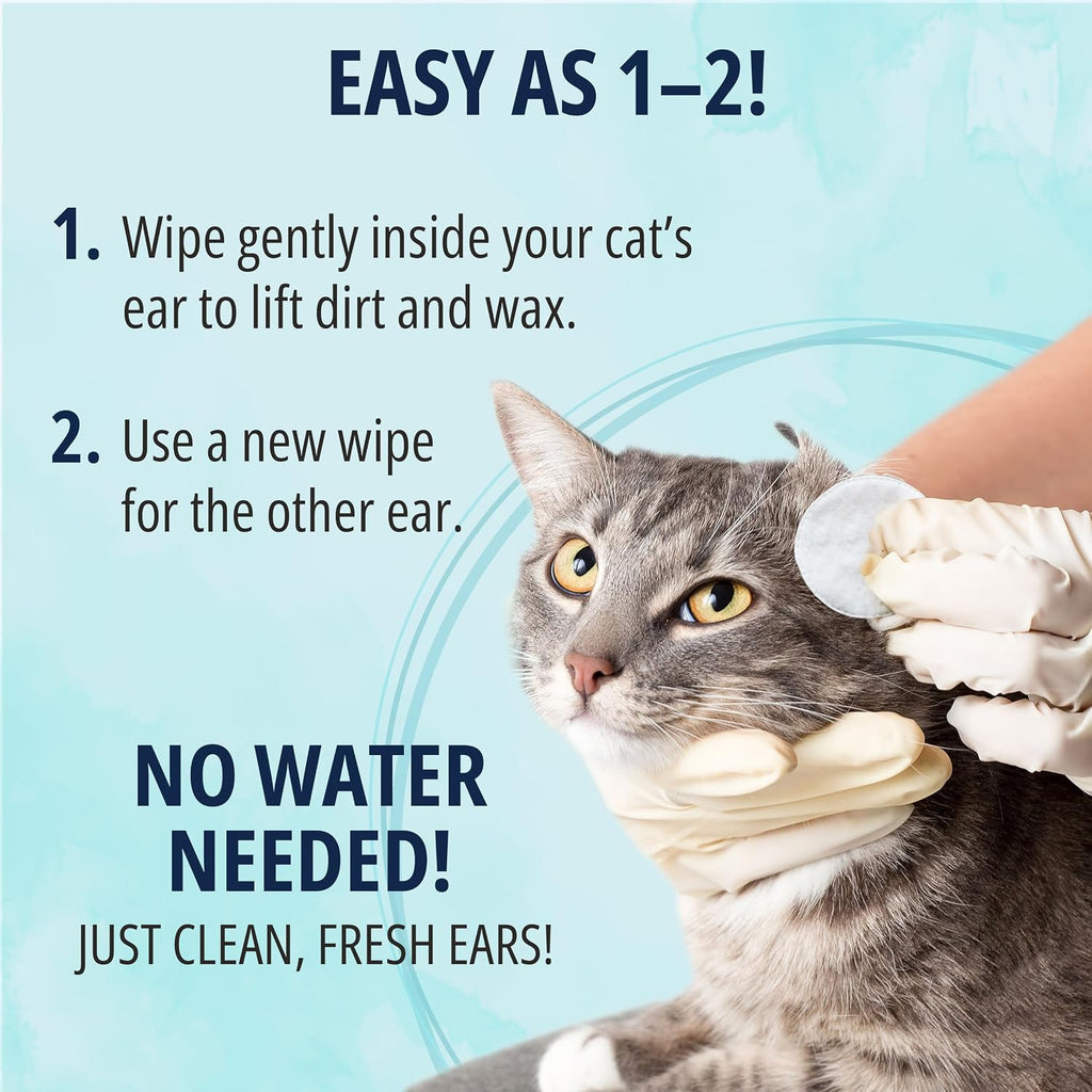 NOVEHA 150 PCs Cat Ear Wipes that Gently Clean & Soothe Sensitive Cat Ears; Soft Ear Cleaner for Removing Wax, Dirt & Odor; Alcohol-Free Ear Care with pH Balanced Formula; Unscented Grooming Care