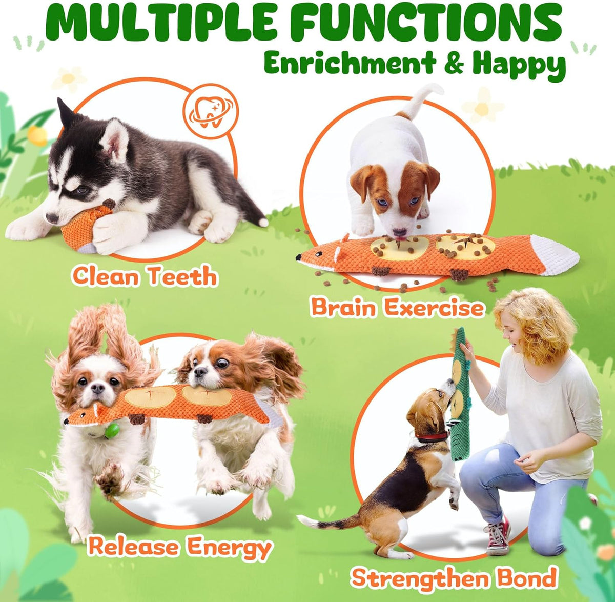 XIUGOAL Dog Toys for Chewers, 2 Pack No Stuffing Dog Toys for Boredom and Teething, Squeaky Chew Toy for Small, Medium Breed to Keep Them Busy