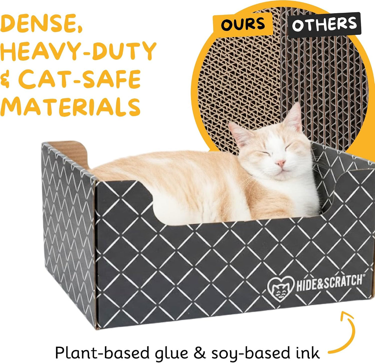 Hide & Scratch Cardboard Cat Scratcher Box & Bed Dark Grey Diamond Pad