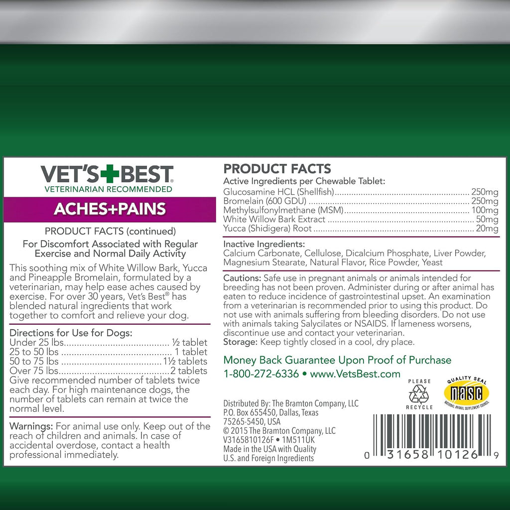 Vet's Best Dog Pain Relief Supplement, Dog Aspirin Alternative, 150 ct