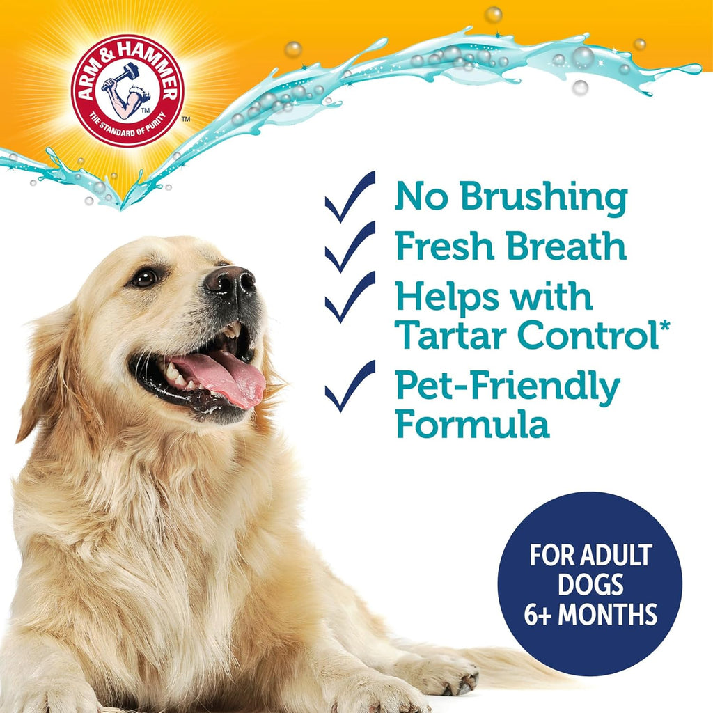 Arm & Hammer Complete Care Dog Dental Water Additive, 16 Fl Oz | Odorless, flavorless daily formula with baking soda and calcium fights plaque, tartar, and bad breath